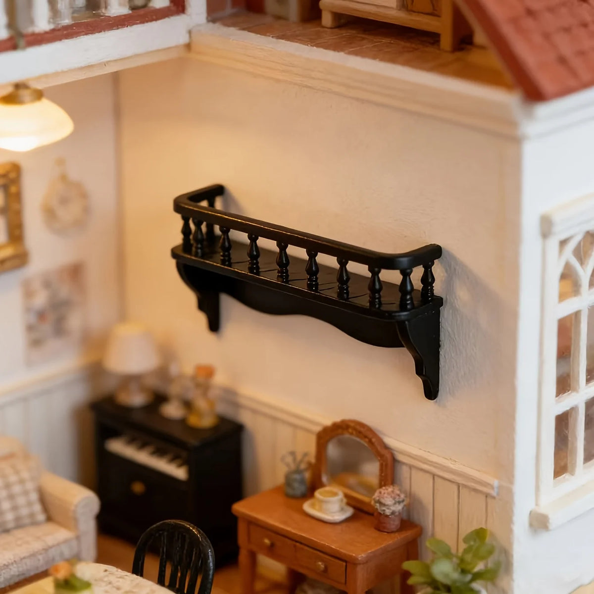 étagère murale miniature noire blanche rondes classiques diorama plastique adultes