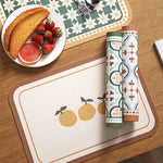 tapis table classique motifs floraux géométriques silicone respectueux environnement vert beige marron orange