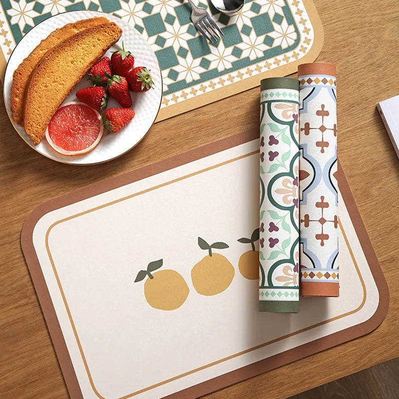 tapis table classique motifs floraux géométriques silicone respectueux environnement vert beige marron orange