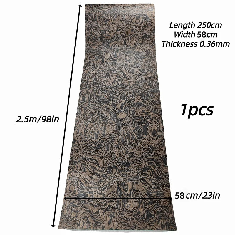 rouleau tissu bois marbré marron noir beige 250cm 58cm 0.36mm abstrait organique decoration maison