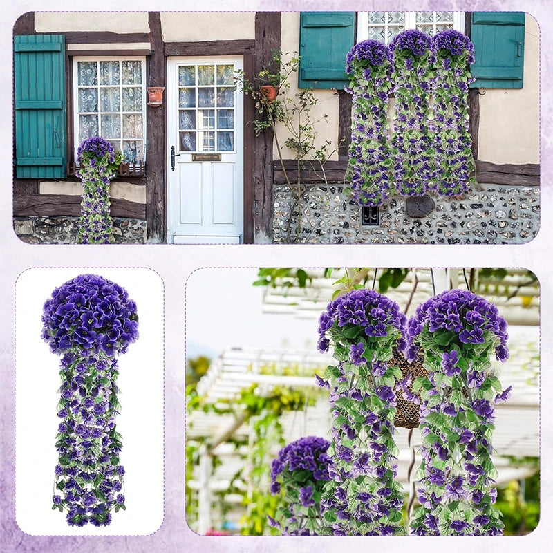 guirlande artificielle violettes fleurs modernes decoration maison intérieure 80cm boite