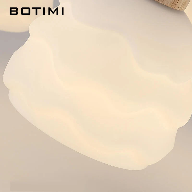 lustre moderne bois abat jour dépoli lumière douce chambre salon six lumières