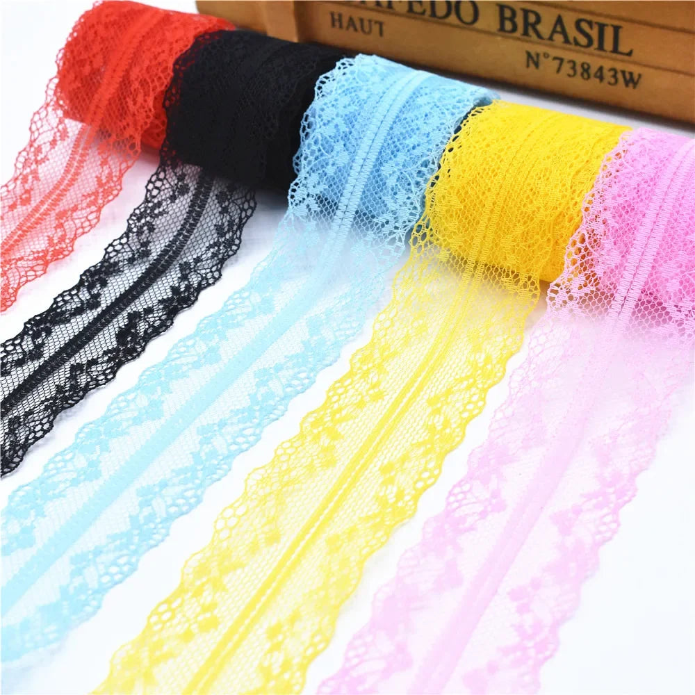 ruban dentelle 40mm large rouge noir jaune rose blanc bleu marine mariage décoration classique