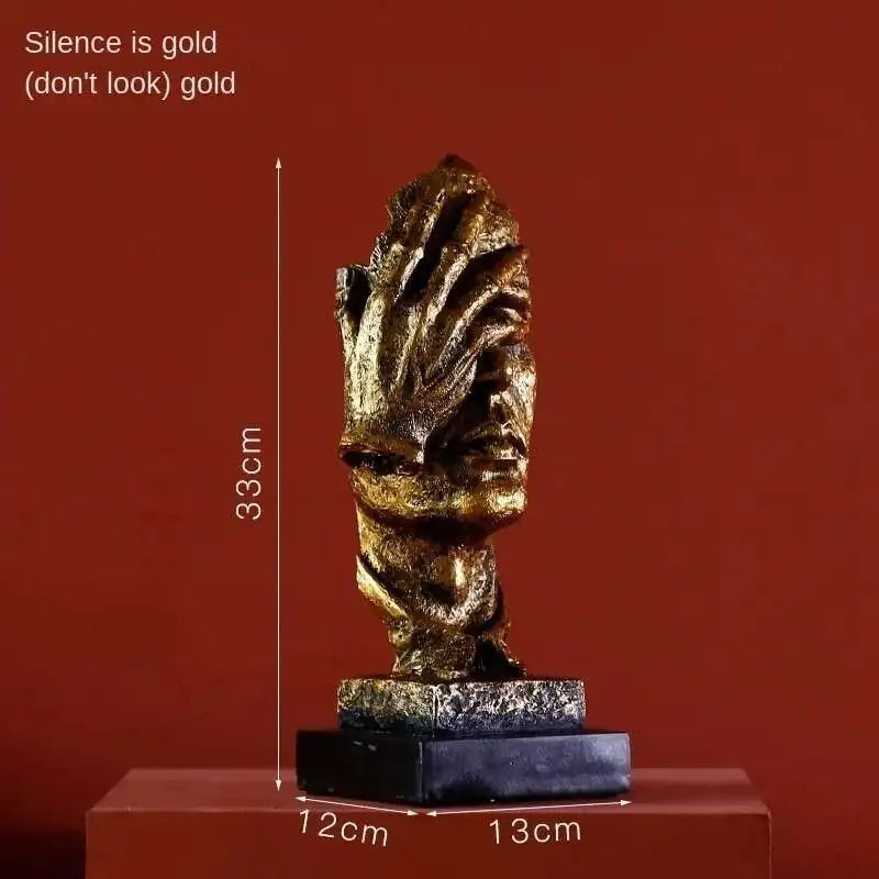 statuette or silencieux homme masqué moderne abstraite art classique hauteur 31cm largeur 11cm poids