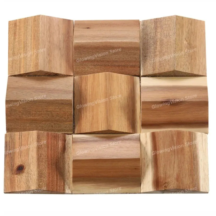 panneau décoratif bois cubes géométriques moderne marron clair foncé autocolant 3d