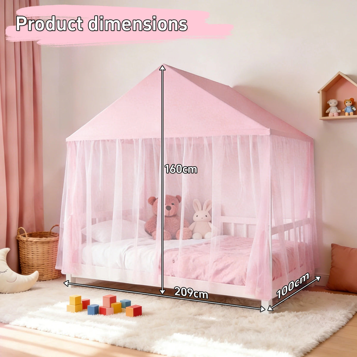 moustiquaire enfant rose tulle transparent toit opaque lit tente suspendue décoration douce jouets INCLUDED
