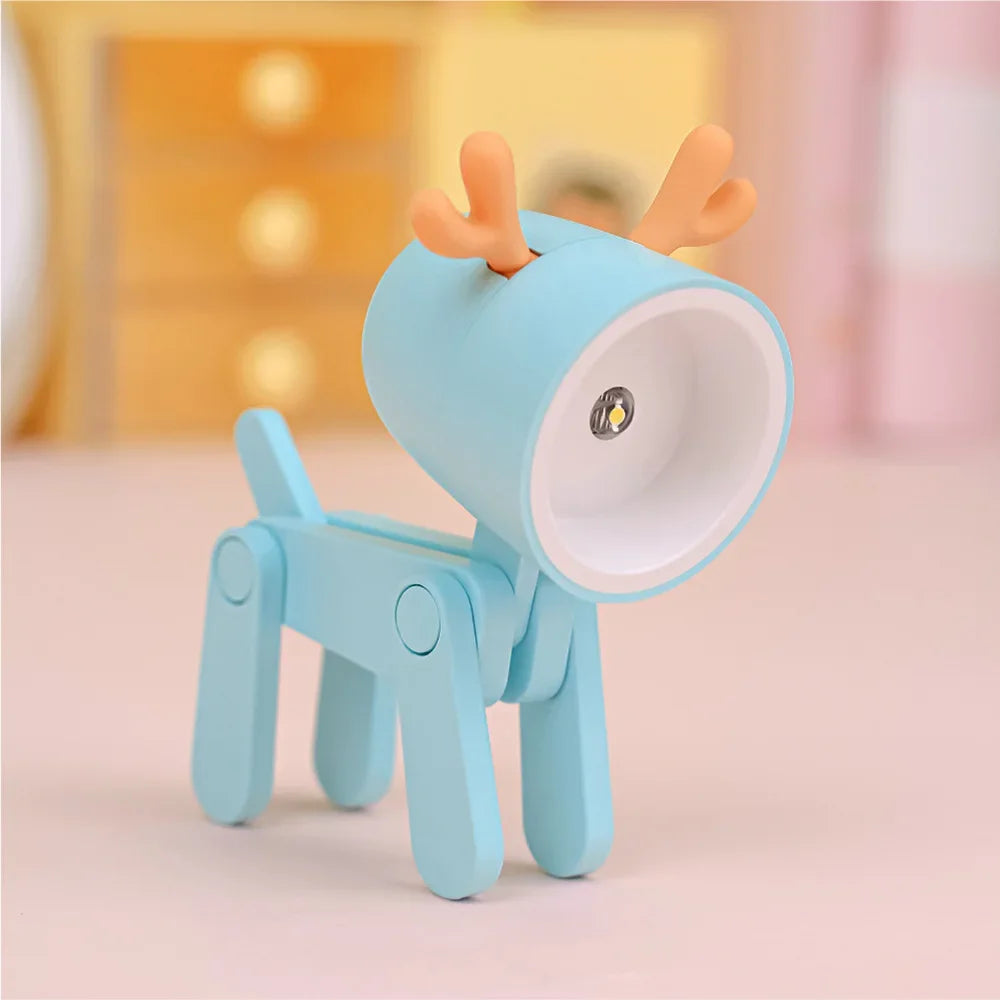 veilleuse pliante animaux chien girafe lampe table bleu jaune rose modernes clips
