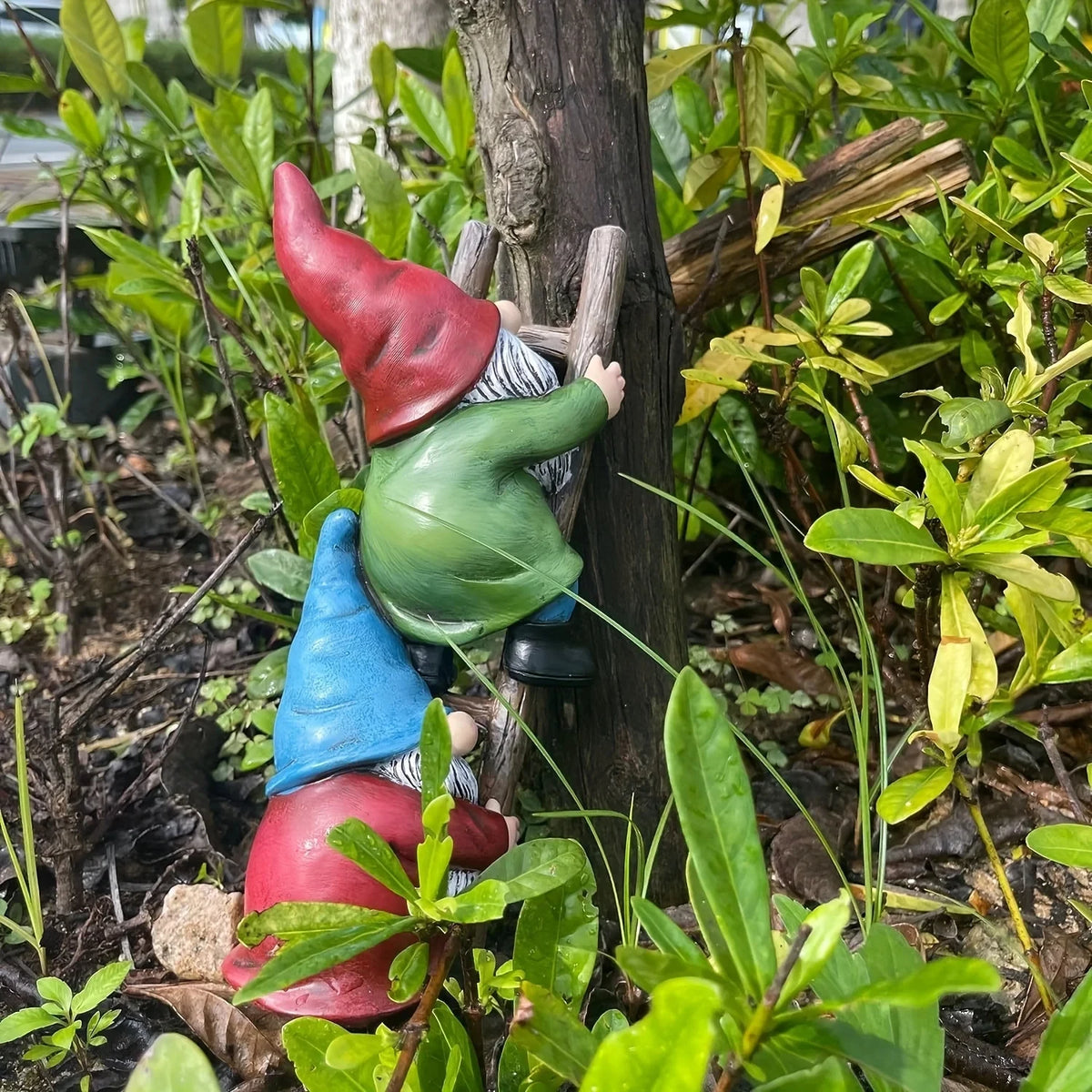 ornement gnome résine vert rouge gris blanc traditionnel jardin intérieur extérieur