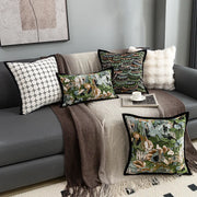 housse coussin chenille jacquard 45x45cm baroque geometrique moderne vert texture