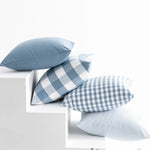 taies d'oreiller bleu clair plaid carreaux moderne polyester 30x50 45x45 cm coussins décoratifs