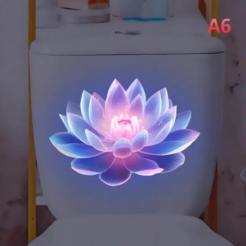 sticker decoratif moderne fleur lotus rose multicolore adhésif toilette