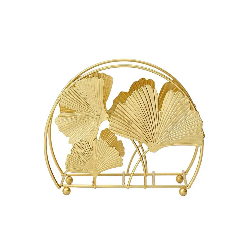 porte serviettes moderne élégant feuilles gingko dorées clips salle manger décoration