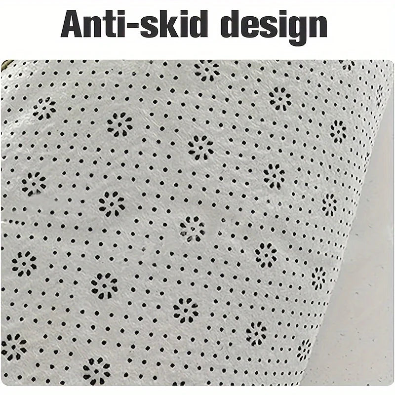 tapis sol cuisine salle bain porte gris clair cercles imprimés texture douce moderne