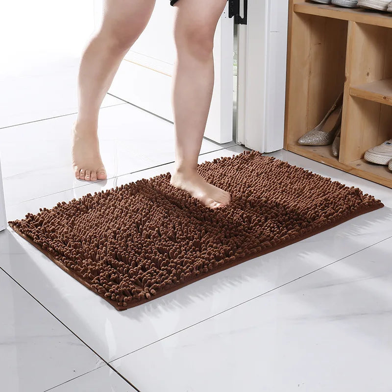 tapis bain moderne microfibres gris marron rose vert absorbant 50x80cm salle bain durable