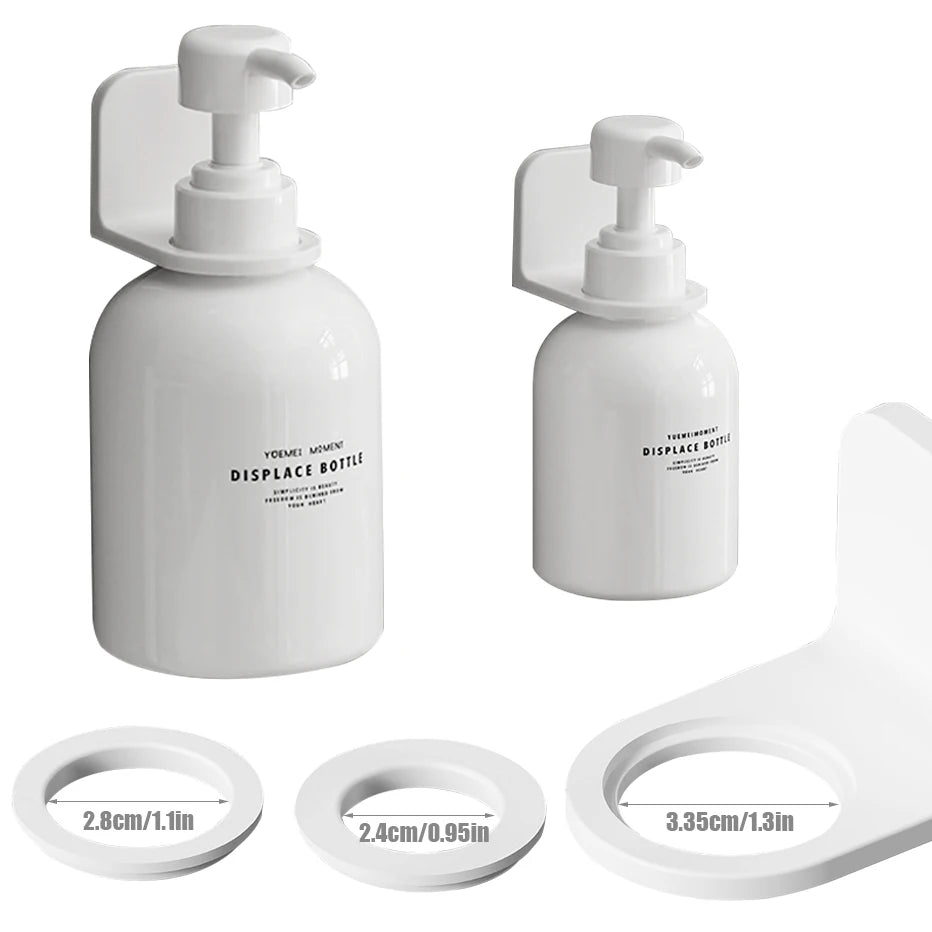 support bouteille adhésif mural blanc moderne distributeur lotion savon shampoing réglable salle bain minimaliste