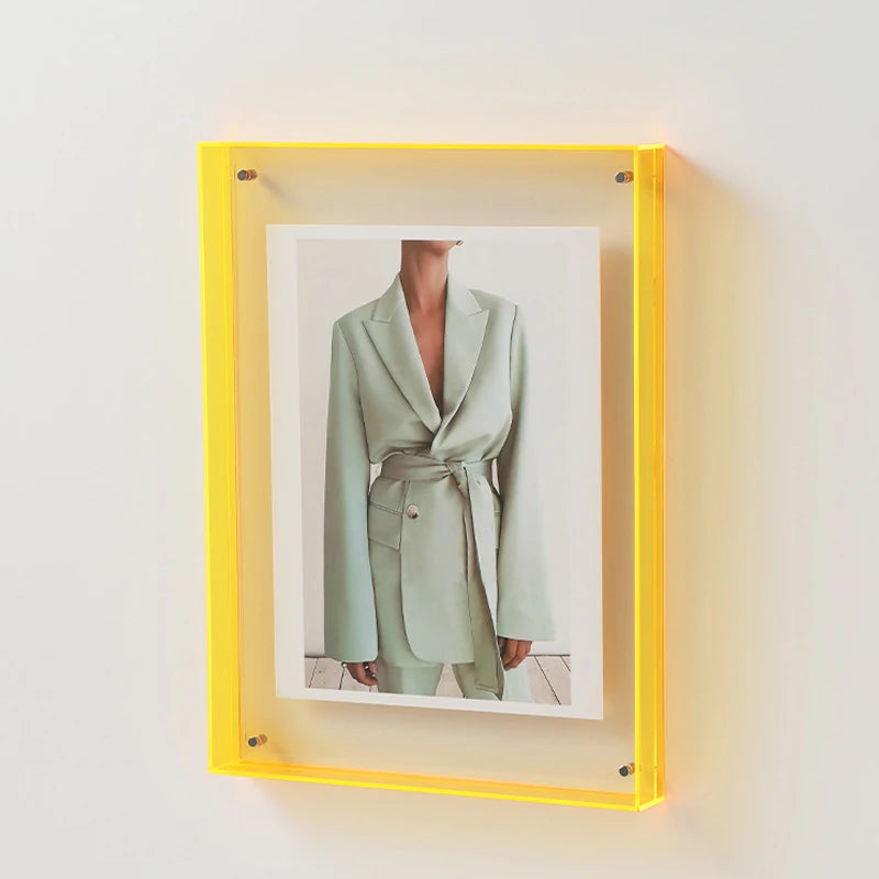 cadre photo moderne acrylique transparent visibles orange bleu vert rose marron minimalisteintérieurDecorationMuraleSalleAMainBureau