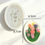 cadre décoratif ovale silicone fleurs reliefs artisanal clips ruban couleurs variées maison