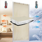 rideau isolant thermique porte entrée beige noir blanc tissu doublure rembourrée métalliques moderne minimaliste