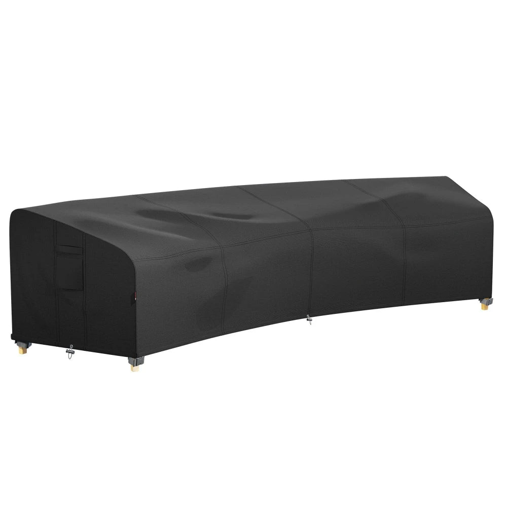 Housse protection meuble extérieur noir uni moderne élastique ajustable grande taille imperméable polyester
