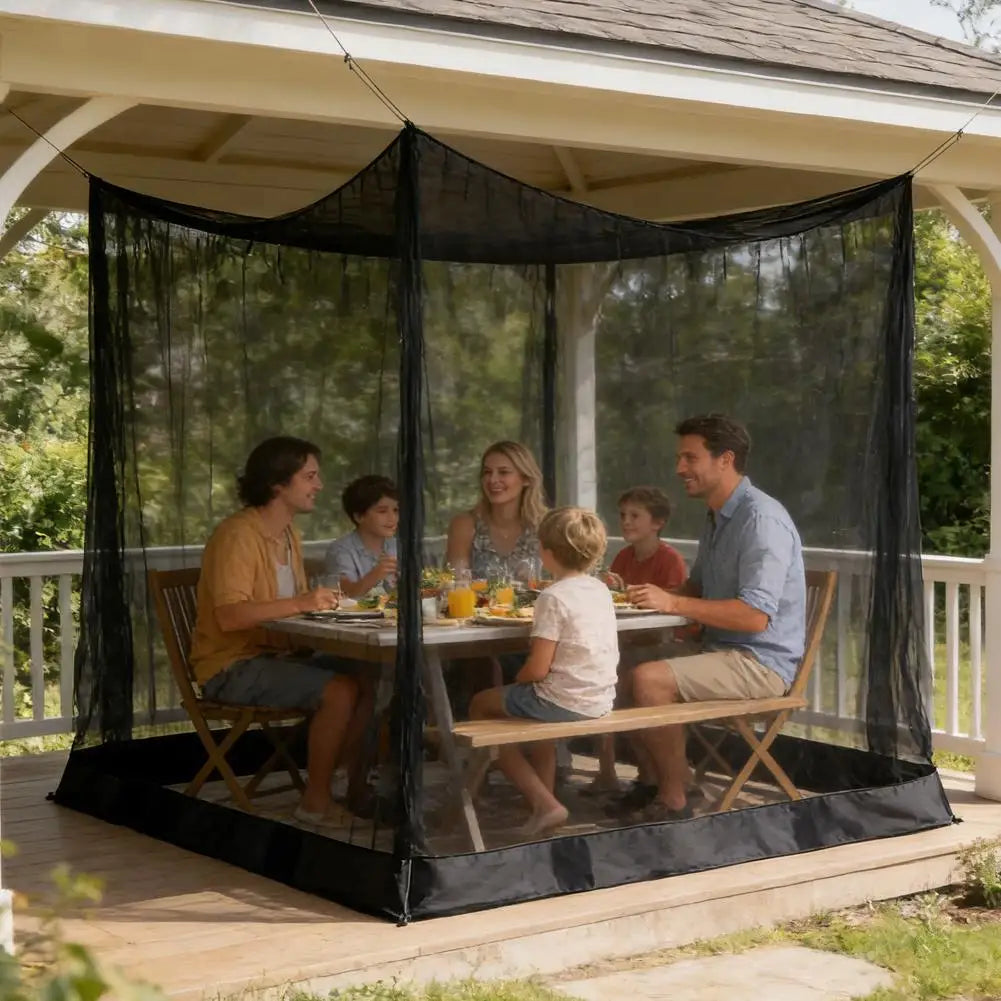 moustiquaire camping transparente blanc noir quatre portes polyester extérieure intérieure anti insectes portable voyage