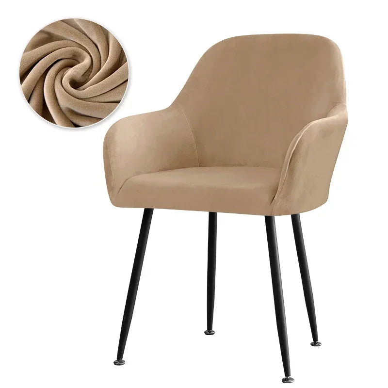 housse chaise velours moderne rose bleu gris marron pieds métalliques opaques polyester imprimé elastic