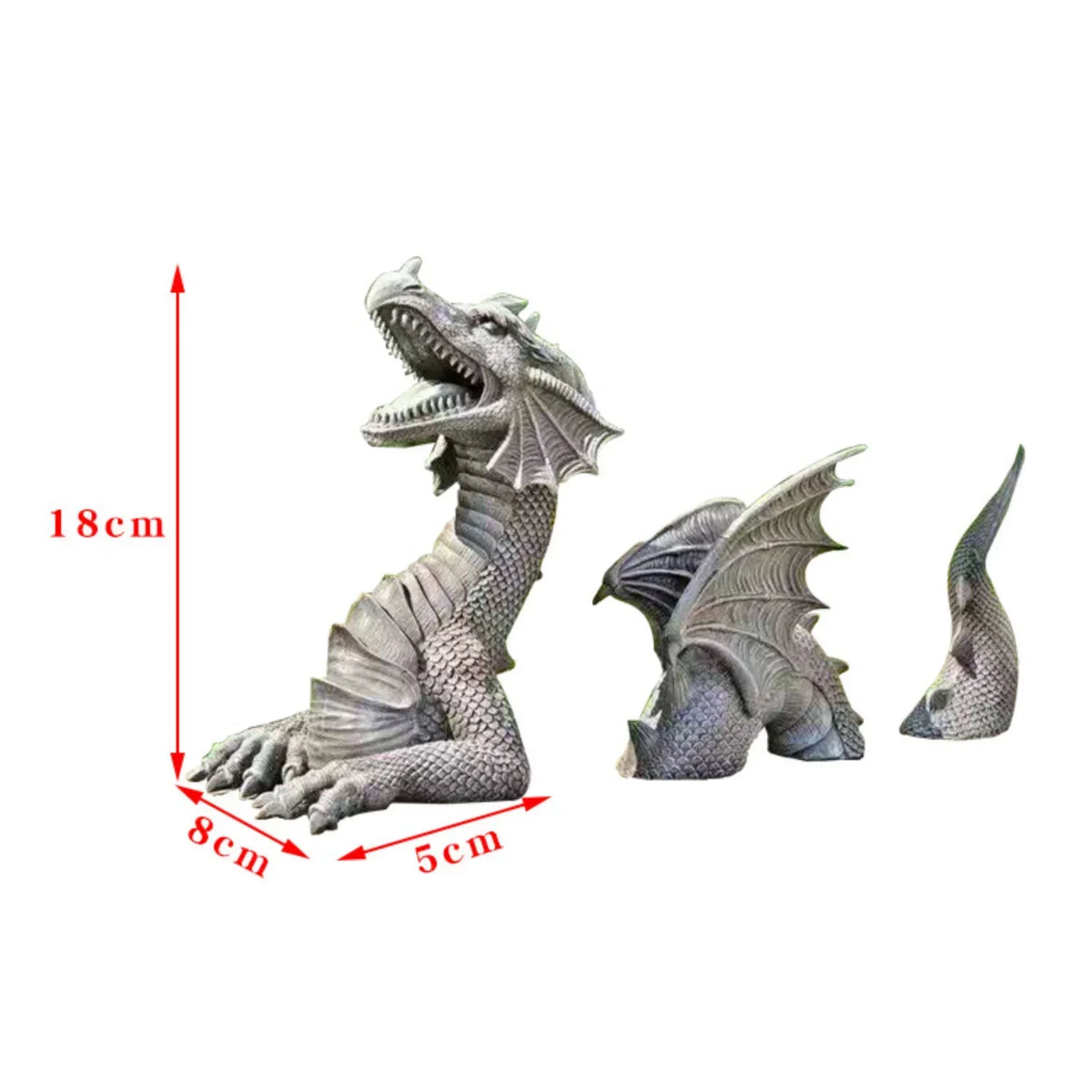 statues dragons decoratives exterieur intérieur gris argenté ecailles detaille fantastique medieval