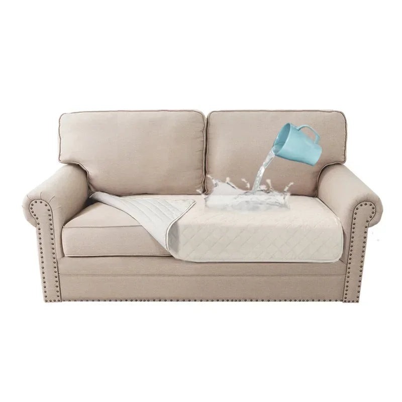 coussin protection canapé imperméable tissu microfibres beige clair quilté moderne lignes diagonales