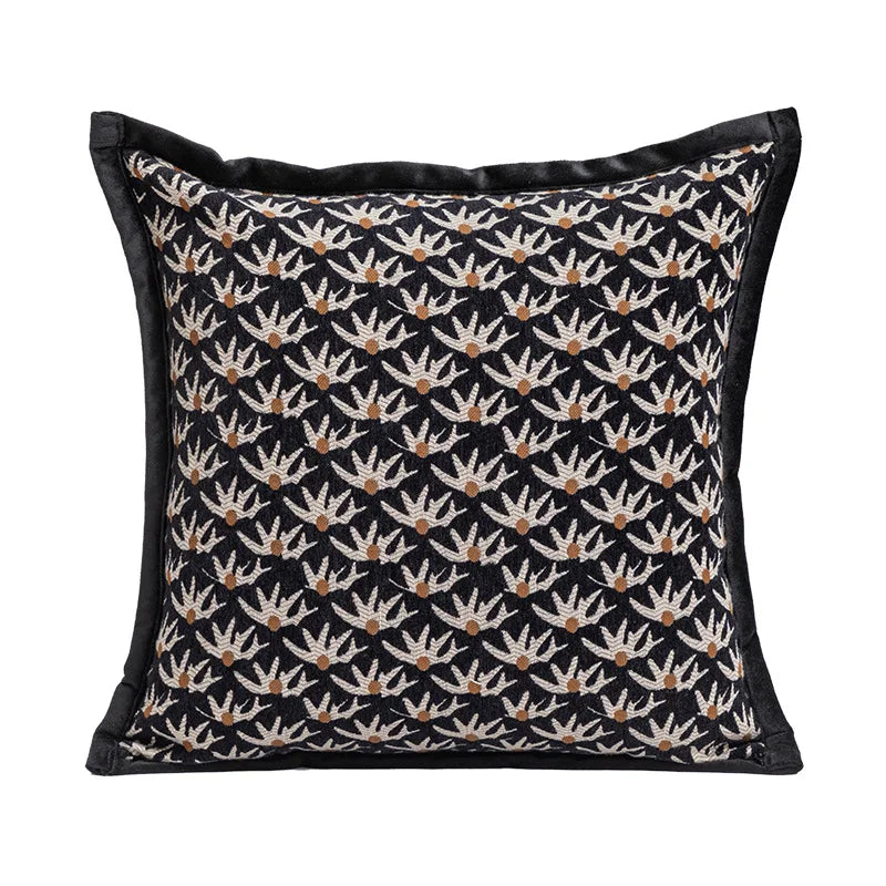 coussin deco gris noir blanc motif floral texture tissée contemporain adhésif maison voiture commercial