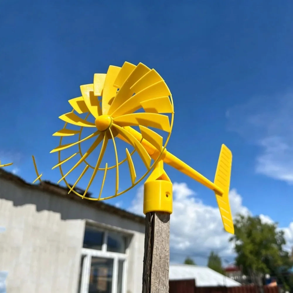 moulin vent décoratif moderne vert rouge jaune motif radial opaque extérieur stable pelouse sculpture