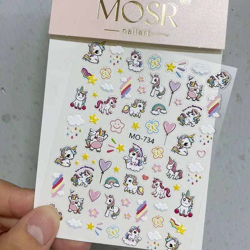 autocollants ongles poneys licornes coeurs étoiles smileys cute my little pony