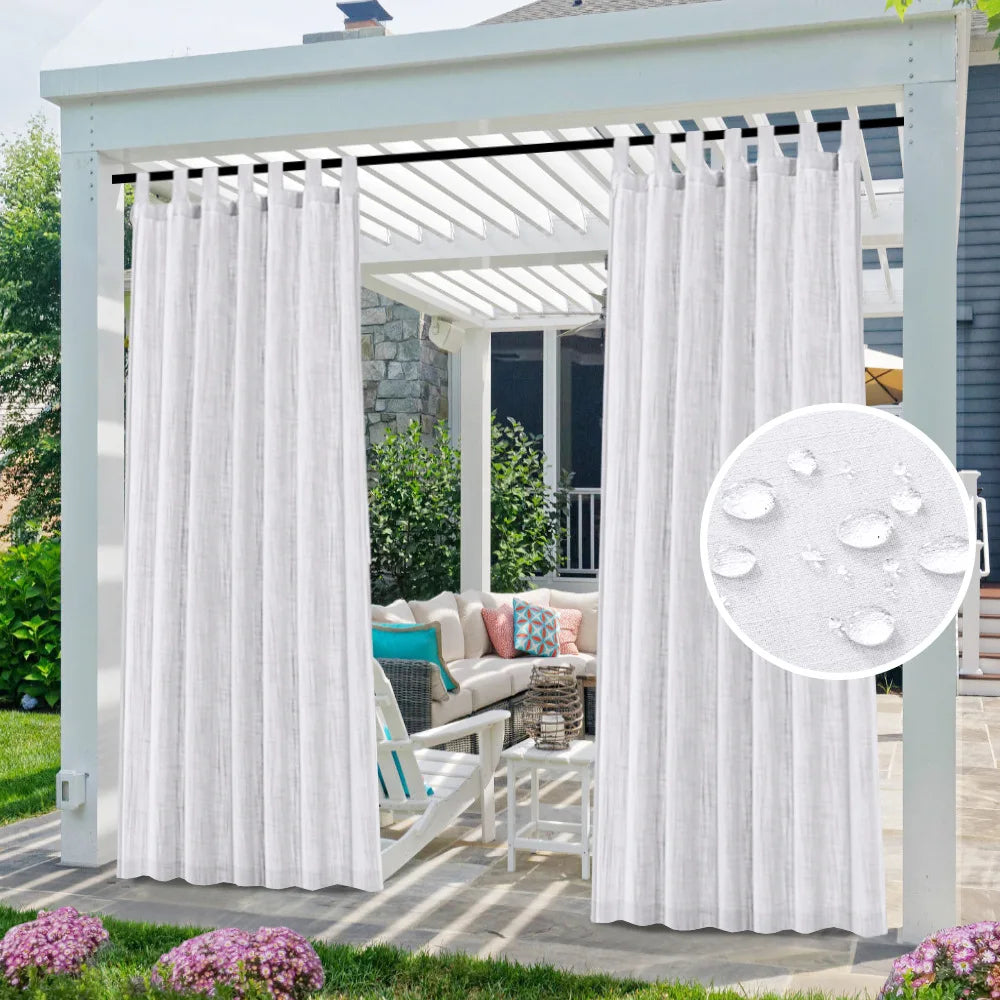 rideaux extérieurs tissu lin blanc semi transparent décontracté patio hospitalité