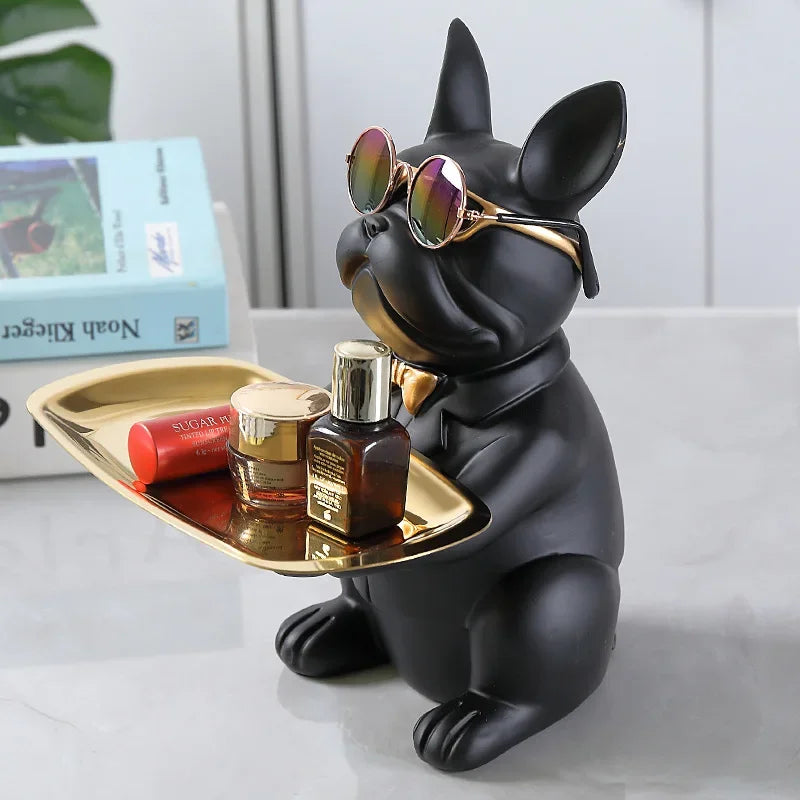 statue animaux chien résine moderne bleu vert noir gris décoration organisation ornement cadeau