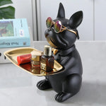 statue animaux chien résine moderne bleu vert noir gris décoration organisation ornement cadeau