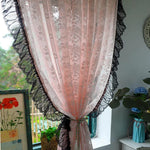 rideaux romantiques dentelle florale rose noir shabby chic européens chambre salon