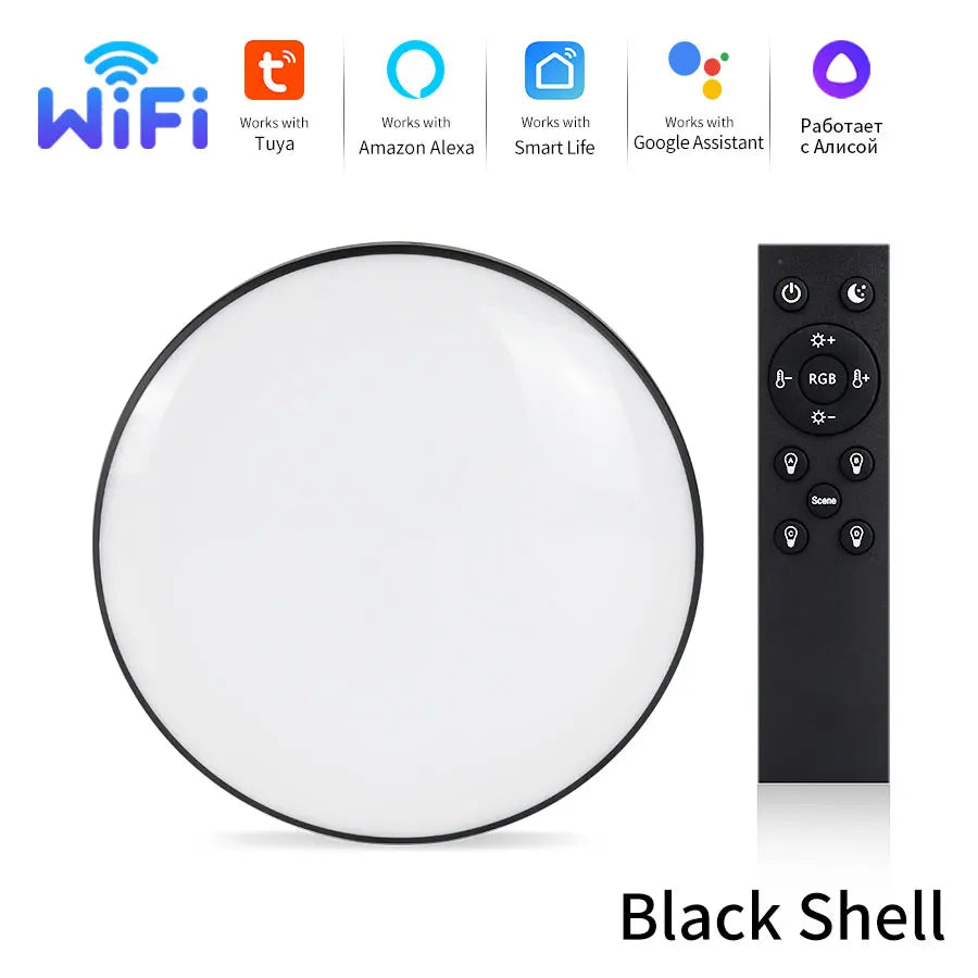 plafonnier led noir blanc moderne minimaliste télécommande wifi rgb adaptable chambre cuisine