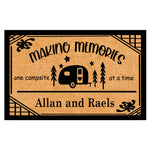 tapis d'entrée imperméable antidérapant marron clair motif camper arbres étoiles personnalisé résistant rides