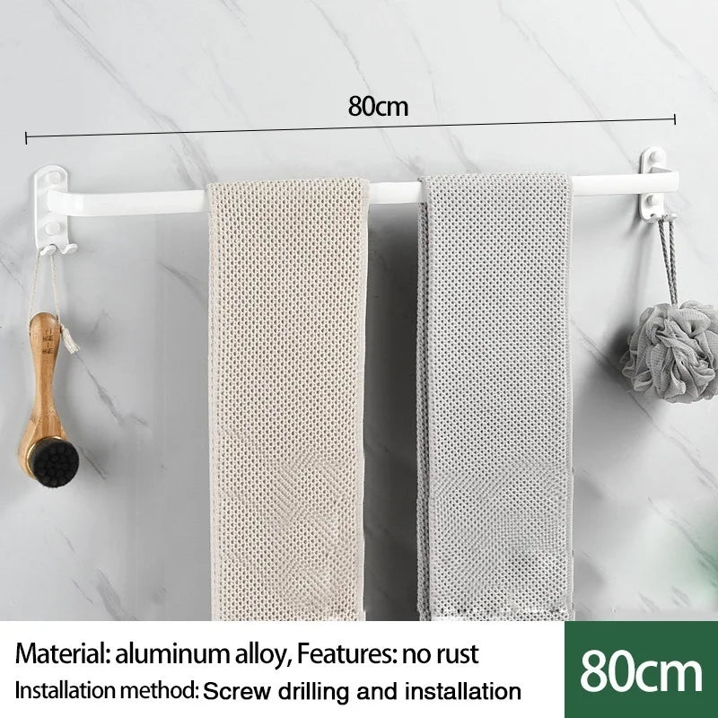porte serviettes mural moderne vis fixations noir texture métallique lisse salle bain serviettes blanc