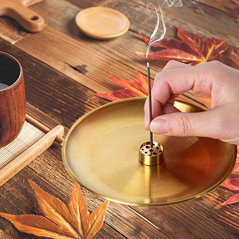 support encensoir doré lisse classique aromathérapie décoration intérieure zen bien être spiritualité