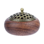 cendrier bois marron ajouré traditionnel décoration intérieure thé prière yoga aromathérapie