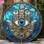 décoration murale hamsa bleu doré motifs floraux artisanal événements anniversaires fêtes noël