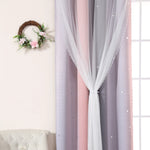 rideau perforé dégradé étoiles blanches moderne rose clair gris translucide chambre enfant