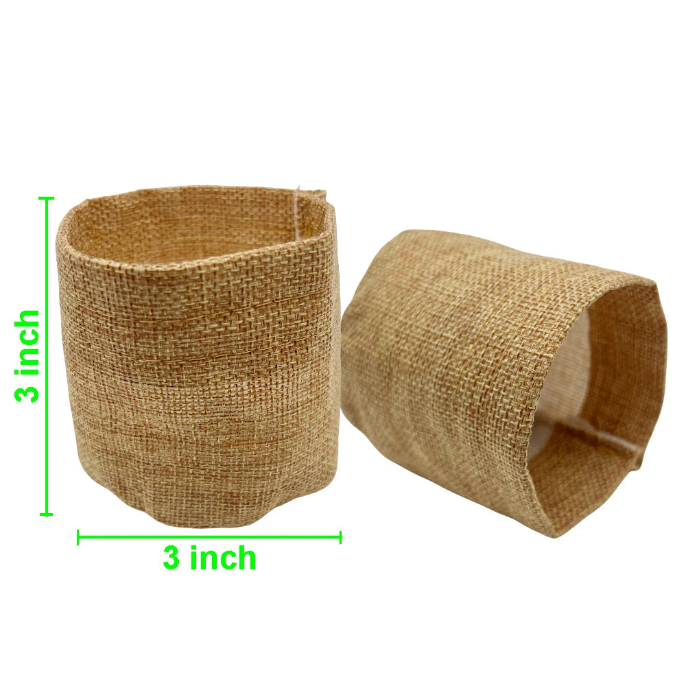 sacs rangement cache pot toile jute respectueux environnement taille 3x3 pouces rustique pack marron