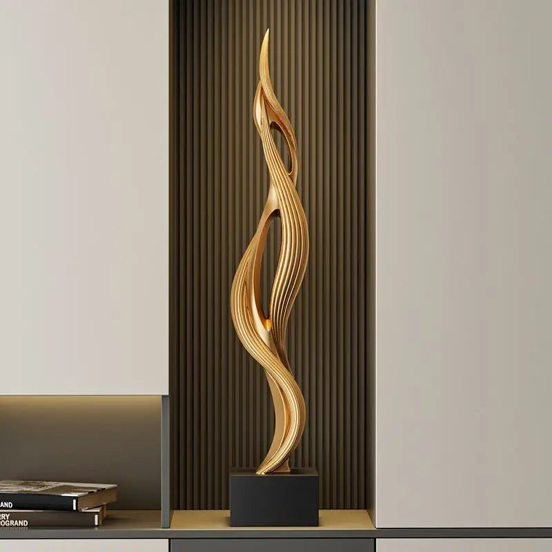 décoration moderne sculpture or noir abstraite contemporaine maison living room led éclairage