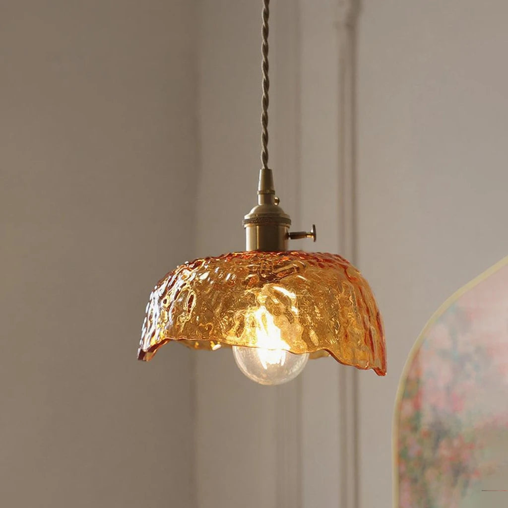 suspension lumineuse vintage transparente relief doré éclairage rétro chambre salon