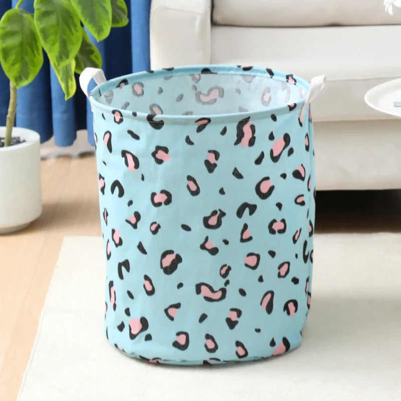 panier linge pliable polyester étoiles taches poignées moderne gris bleu marron blanc rose