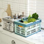 paniers pliables réutilisables grille ventilation poignées détachables moderne pratique couleur bleu clair gris orange