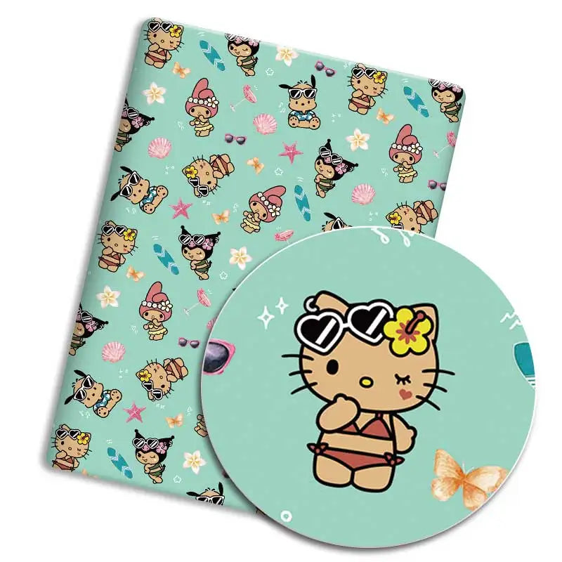 serviettes hello kitty motif coeurs ballons coton polyester résistant blanc rose vert jaune