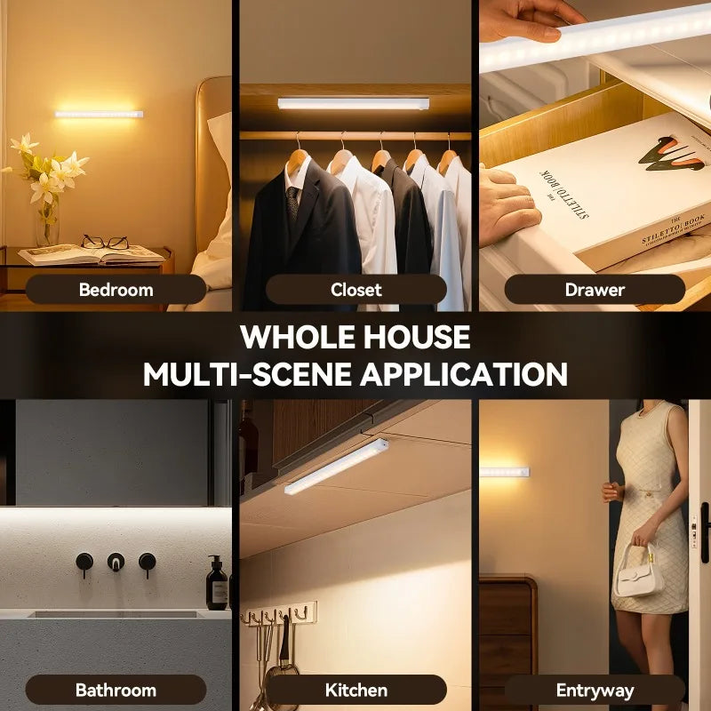 lampe led rechargeable aimantée détecteur mouvement 50cm 30cm 20cm 10cm blanc moderne autonomie