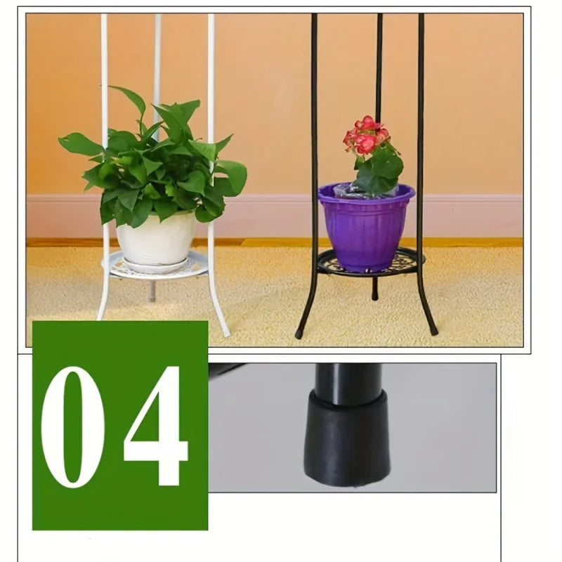 support plante métal noir blanc grille ajourée moderne pieds solides pots tiered shelf