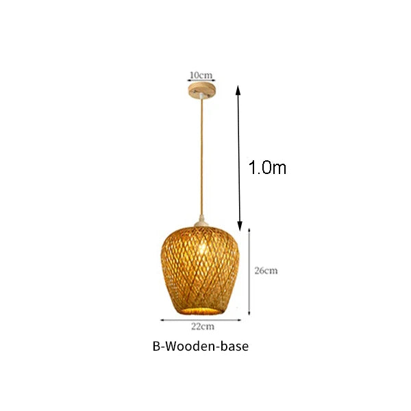 suspension lumineuse bambou tissé naturel moderne rustique 36cm 26cm 30cm echangible e27